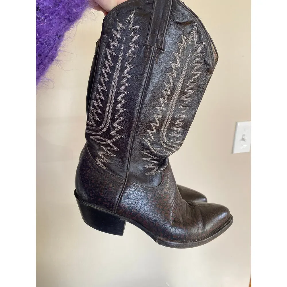 Cowtown Vintage Exotic Men's Cowboy Boots Size 8.5 D Caribou Western Brown